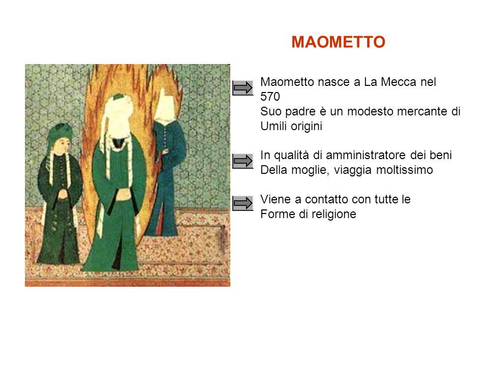 MAOMETTO Maometto nasce a La Mecca nel 570