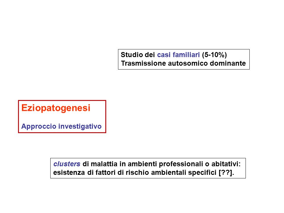 Eziopatogenesi Studio dei casi familiari (5-10%)