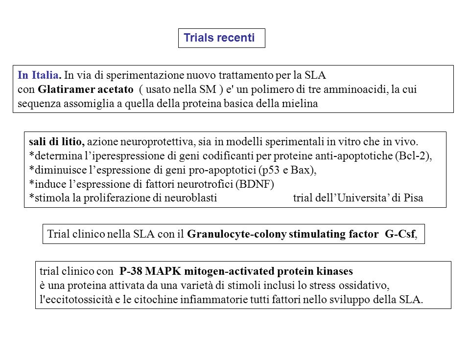 Trials recenti In Italia. In via di sperimentazione nuovo trattamento per la SLA.
