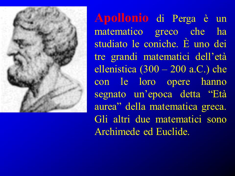 Apollonio di Perga è un matematico greco che ha studiato le coniche