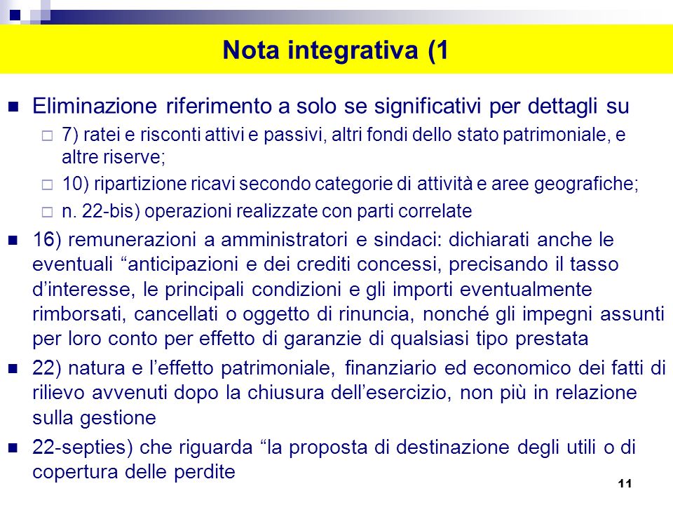 Nota integrativa (1 Eliminazione riferimento a solo se significativi per dettagli su.