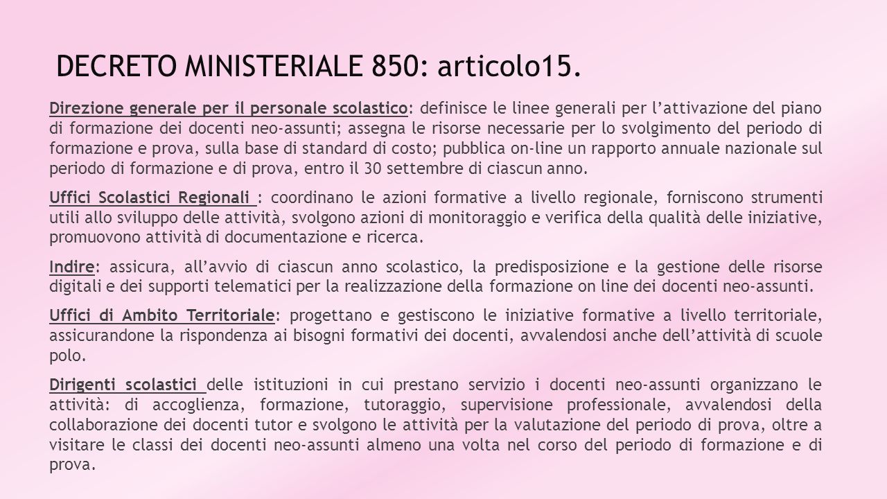 DECRETO MINISTERIALE 850: articolo15.