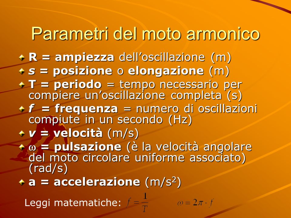 Parametri del moto armonico