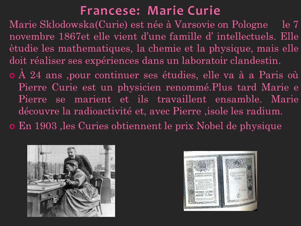 Francese: Marie Curie