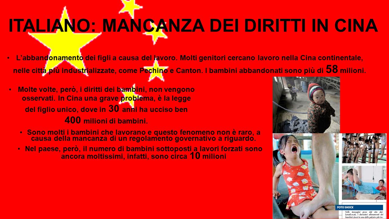 ITALIANO: MANCANZA DEI DIRITTI IN CINA