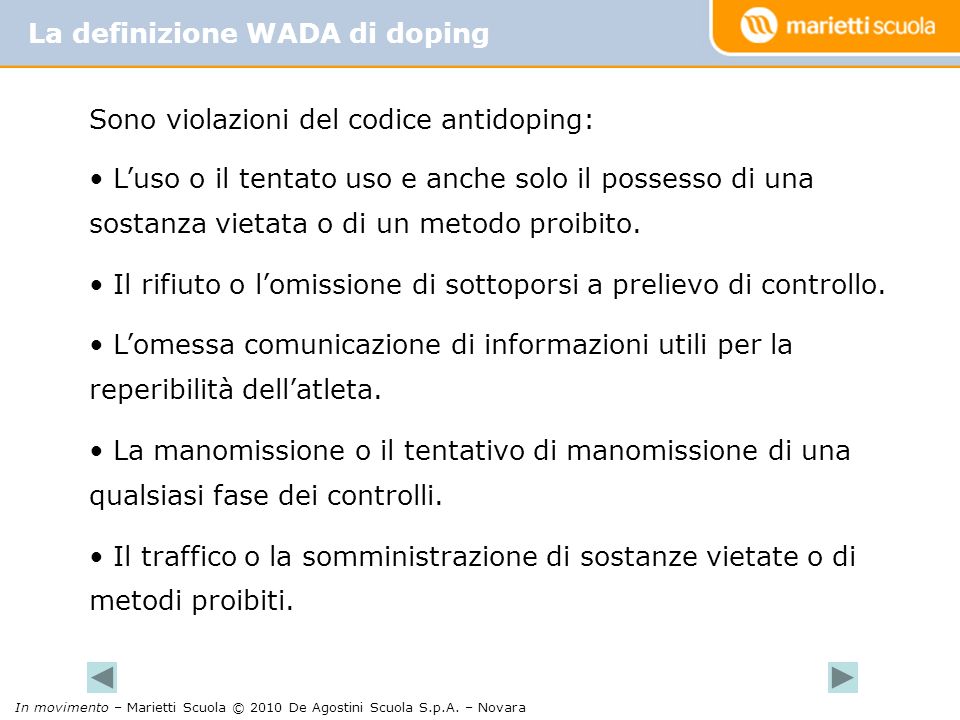 La definizione WADA di doping