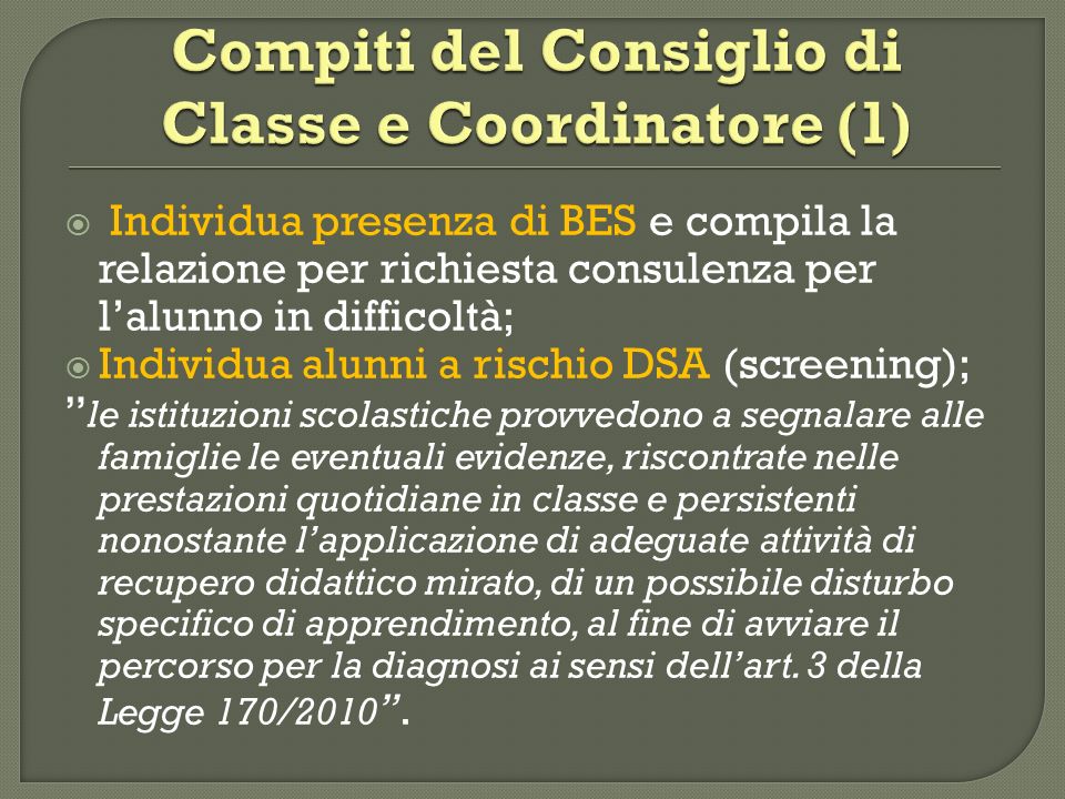 Compiti del Consiglio di Classe e Coordinatore (1)