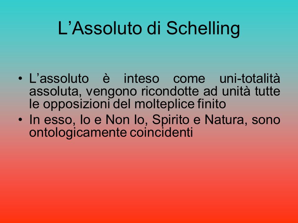 L'Assoluto di Schelling - ppt scaricare