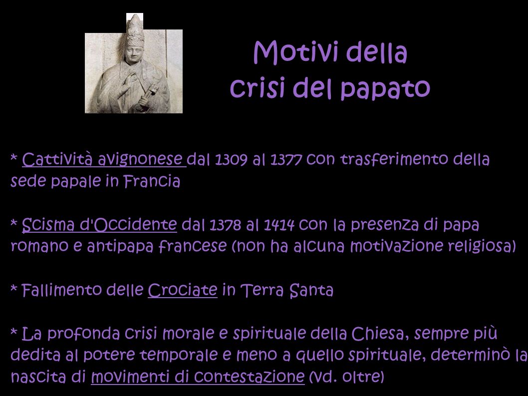 Motivi della crisi del papato