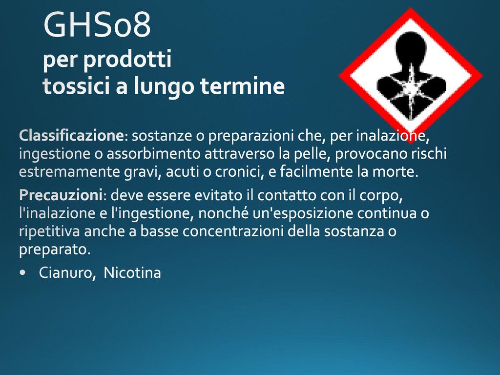 GHS08 per prodotti tossici a lungo termine