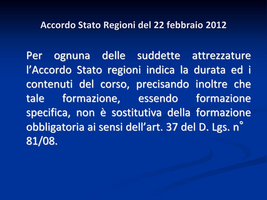 Accordo Stato Regioni del 22 febbraio 2012