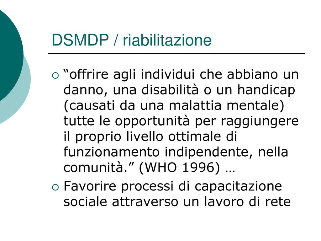 DSMDP / riabilitazione