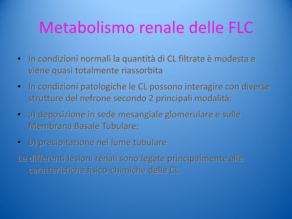 Metabolismo renale delle FLC