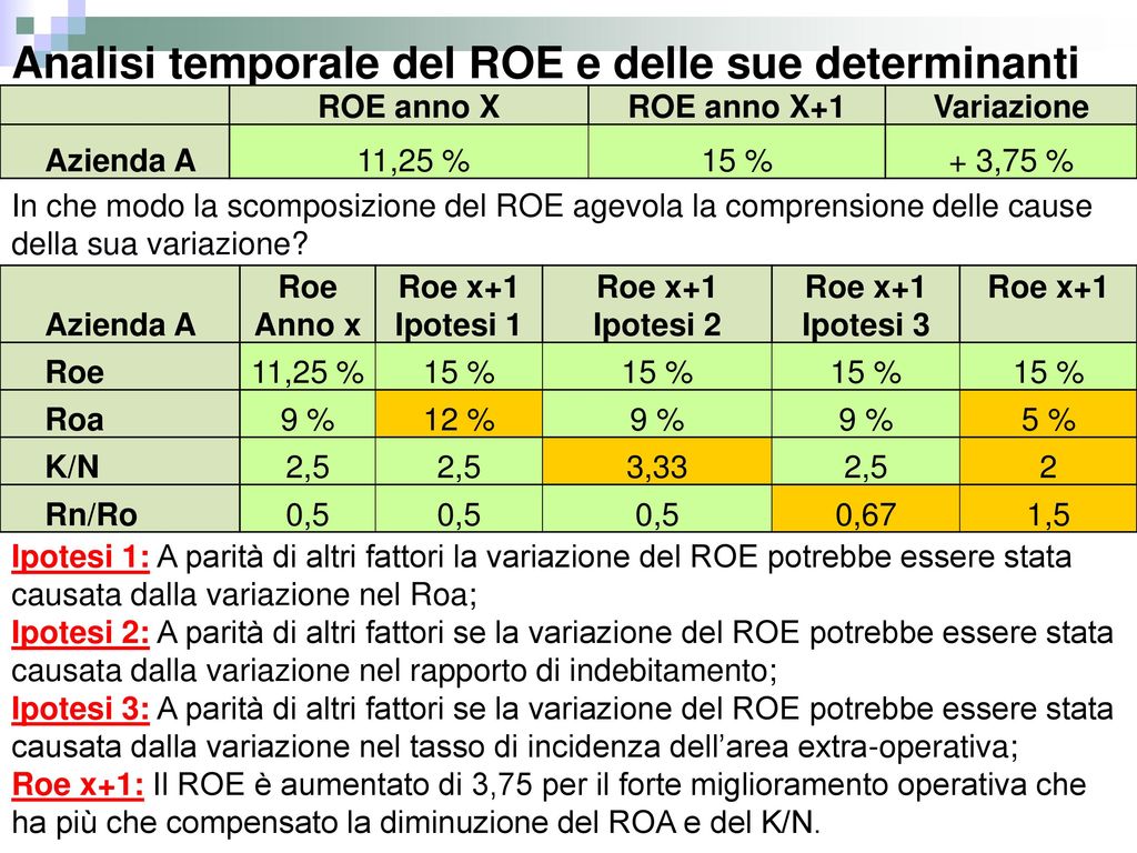 Analisi temporale del ROE e delle sue determinanti