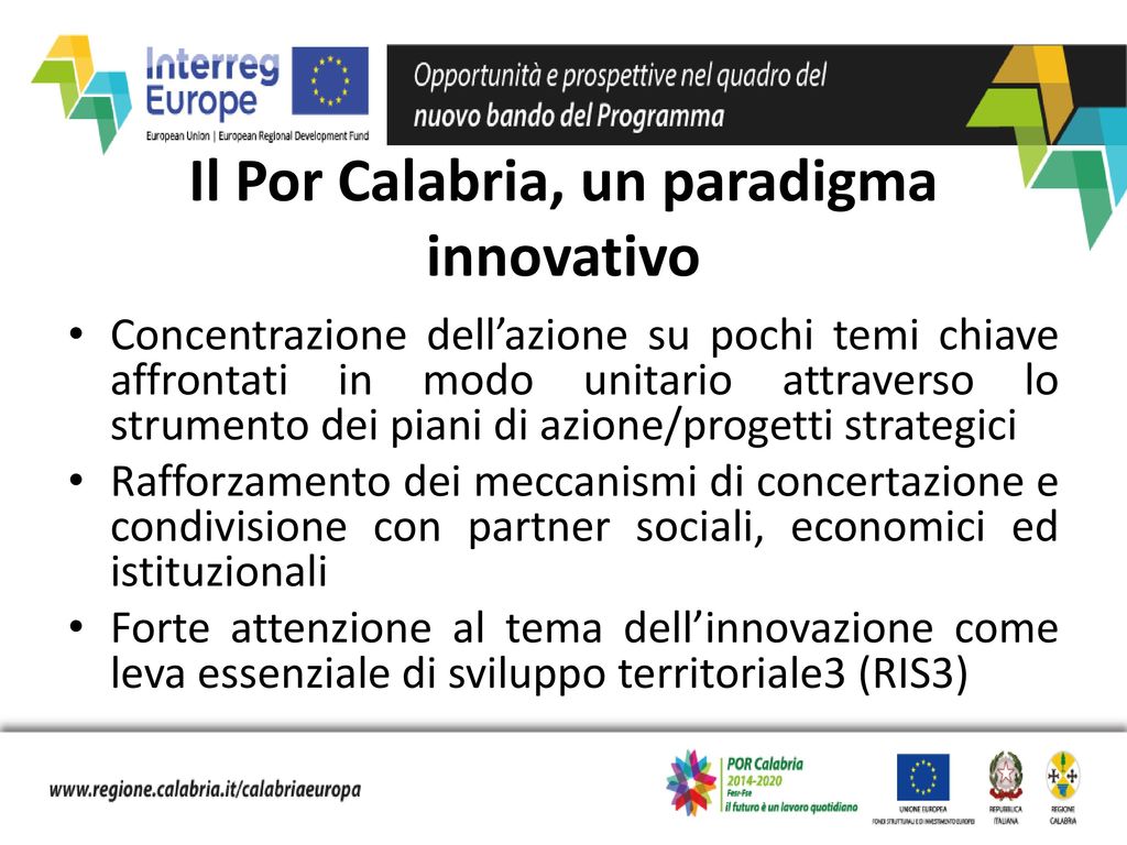 Il Por Calabria, un paradigma innovativo