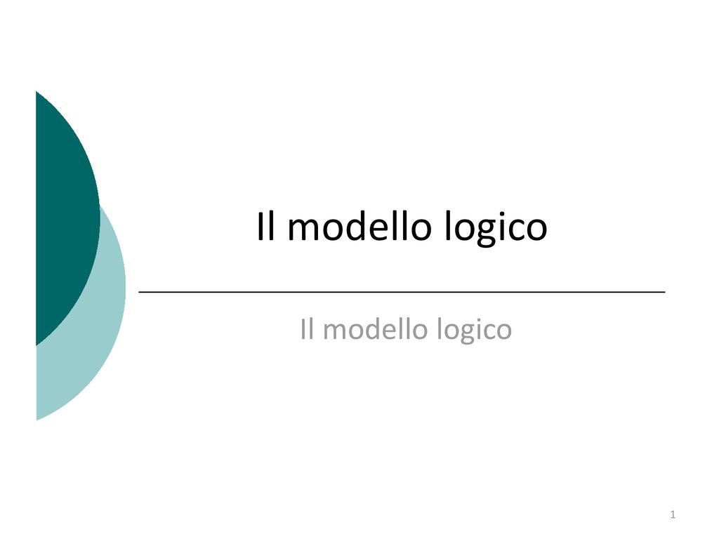 Il modello logico Il modello logico