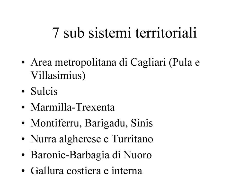 7 sub sistemi territoriali
