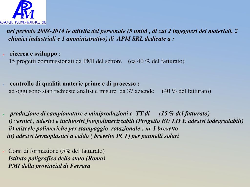 Marco Scoponi Advanced Polymer Materials Srl Via saragat Ferrara