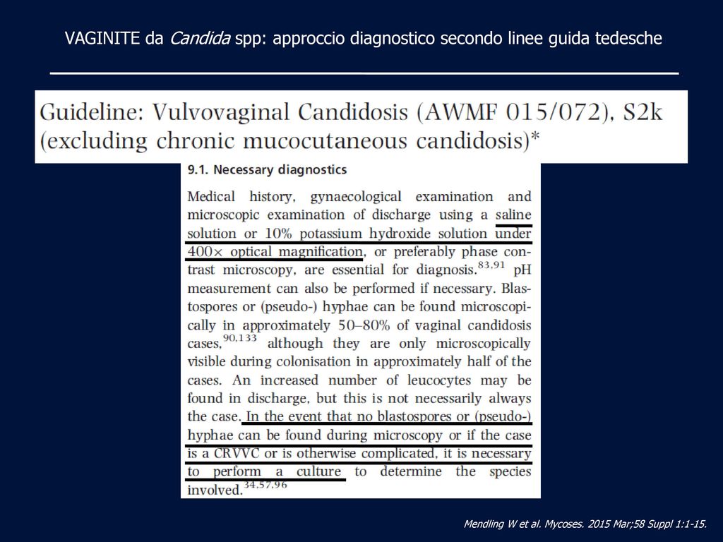 VAGINITE da Candida spp: approccio diagnostico secondo linee guida tedesche