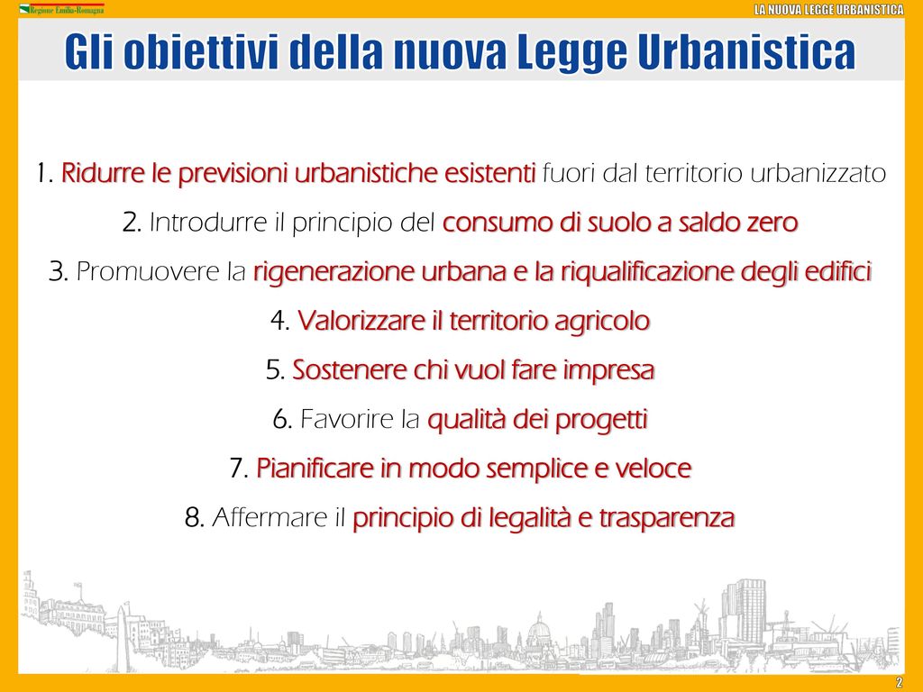 Gli obiettivi della nuova Legge Urbanistica