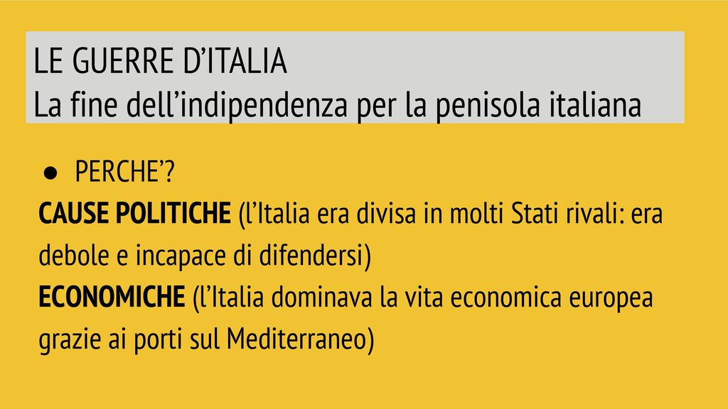 La fine dell’indipendenza per la penisola italiana