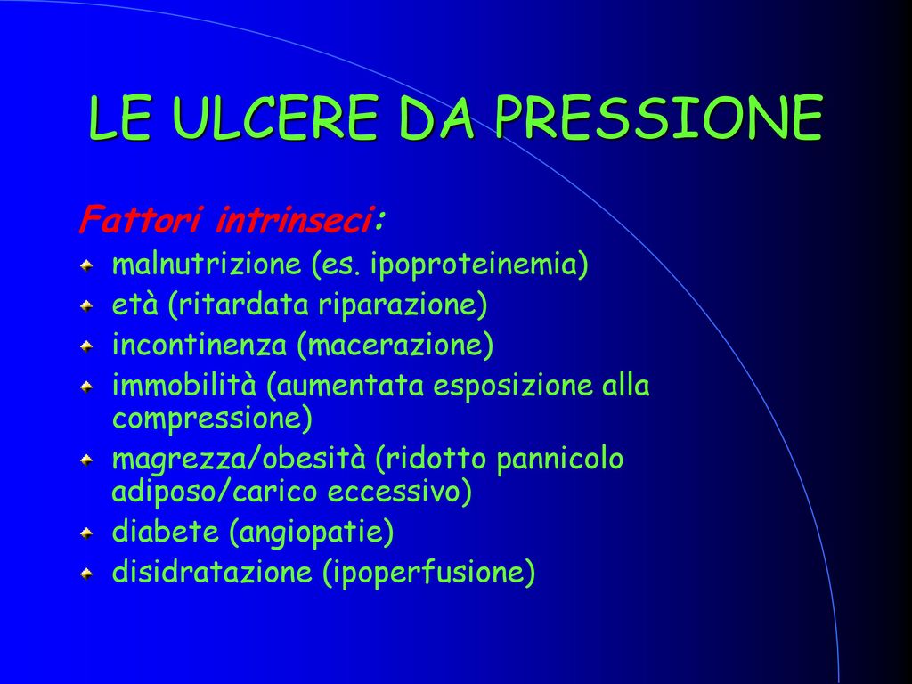 Lesioni da pressione: il sistema tegumentario, fattori di rischio