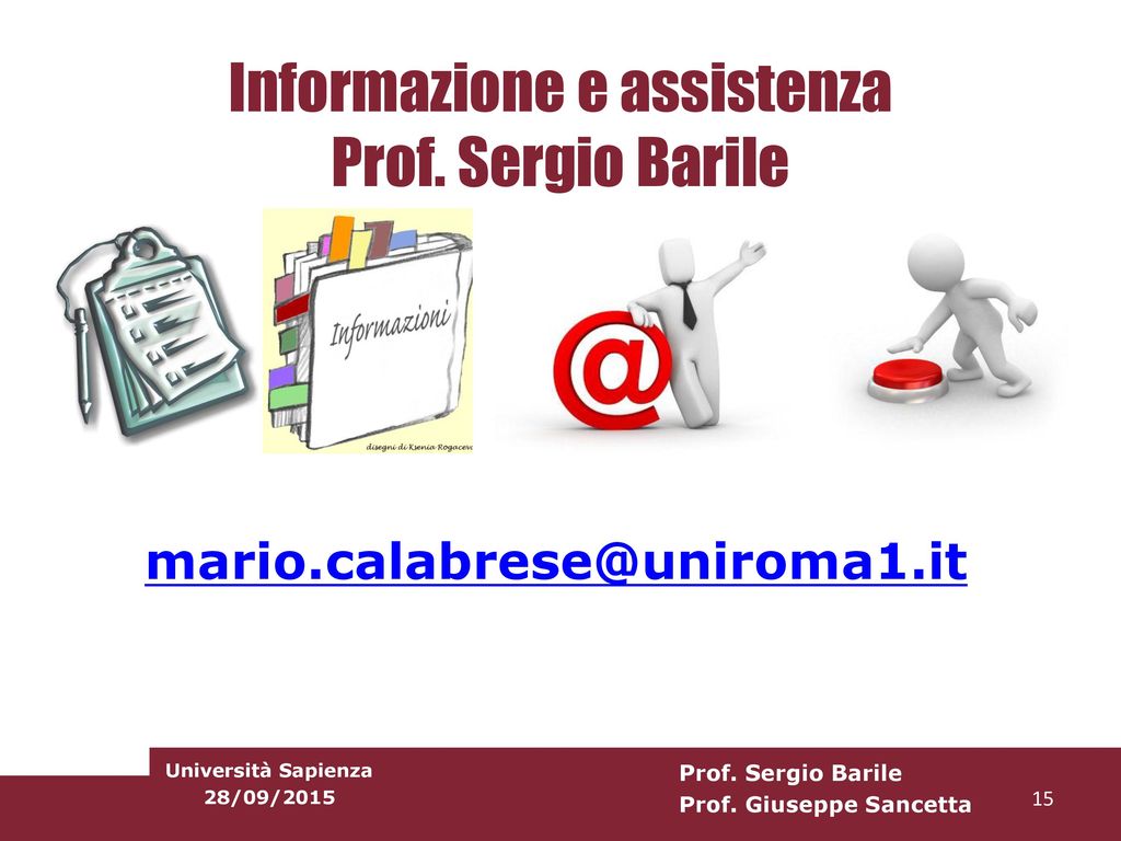 Informazione e assistenza Prof. Sergio Barile