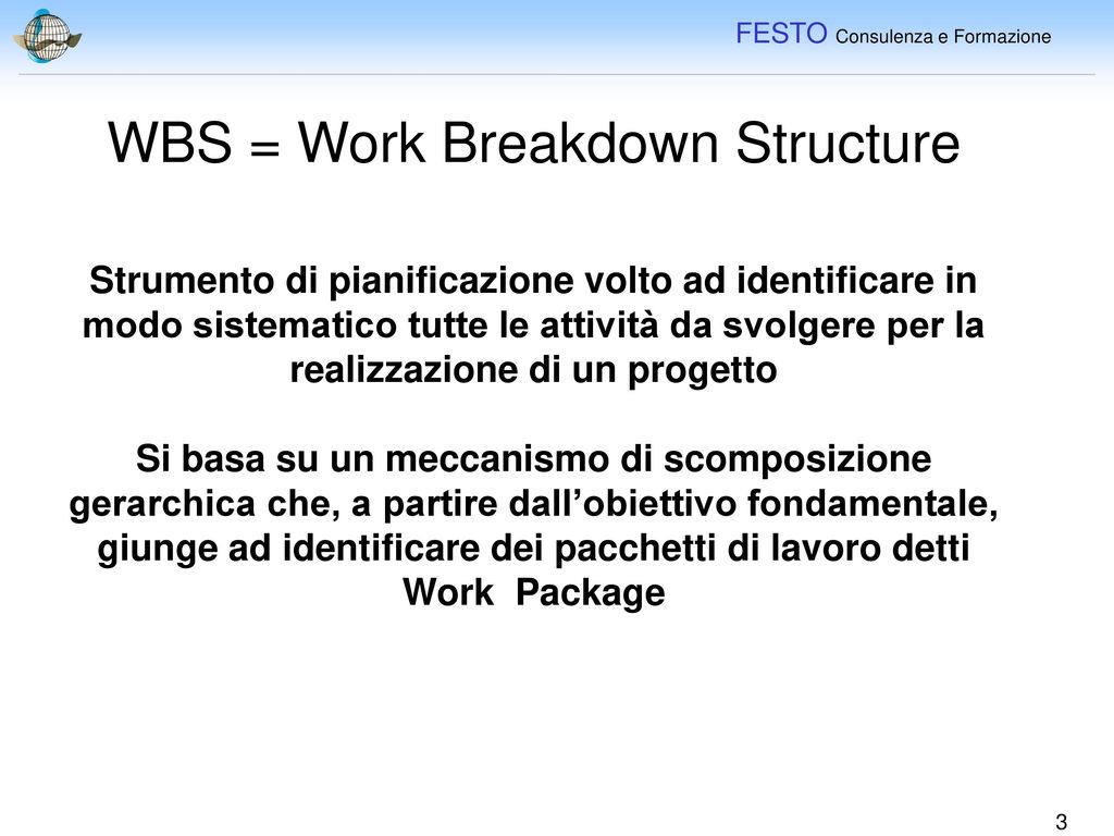 WBS = Work Breakdown Structure