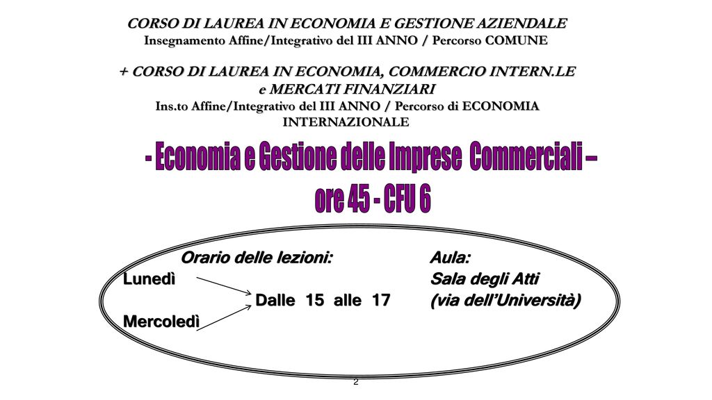 - Economia e Gestione delle Imprese Commerciali –
