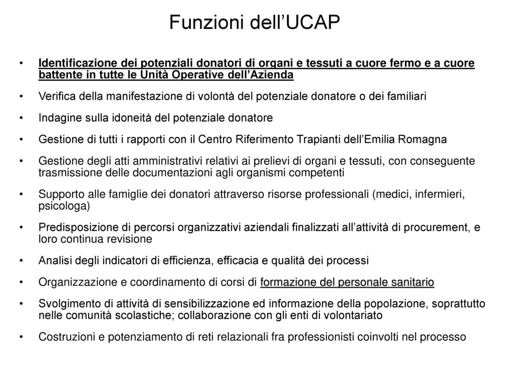 Funzioni dell’UCAP