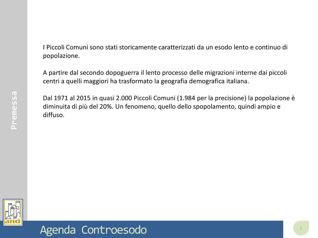 Agenda Controesodo Premessa - ppt scaricare