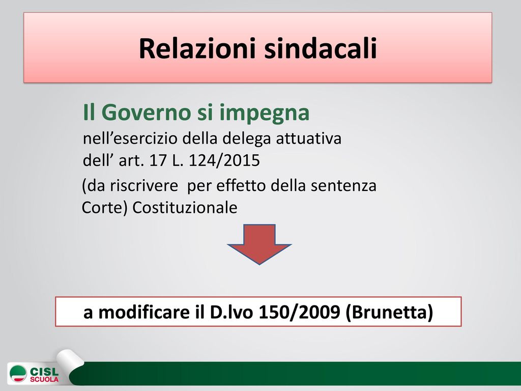 a modificare il D.lvo 150/2009 (Brunetta)