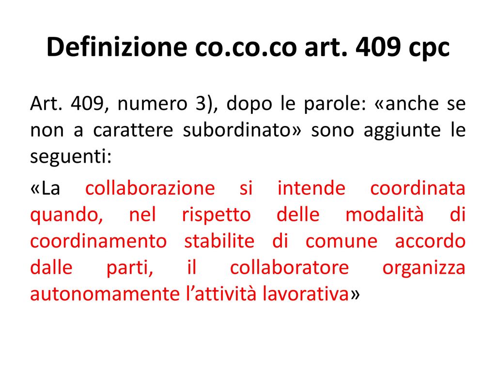 Definizione co.co.co art. 409 cpc
