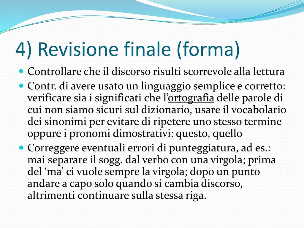 4) Revisione finale (forma)