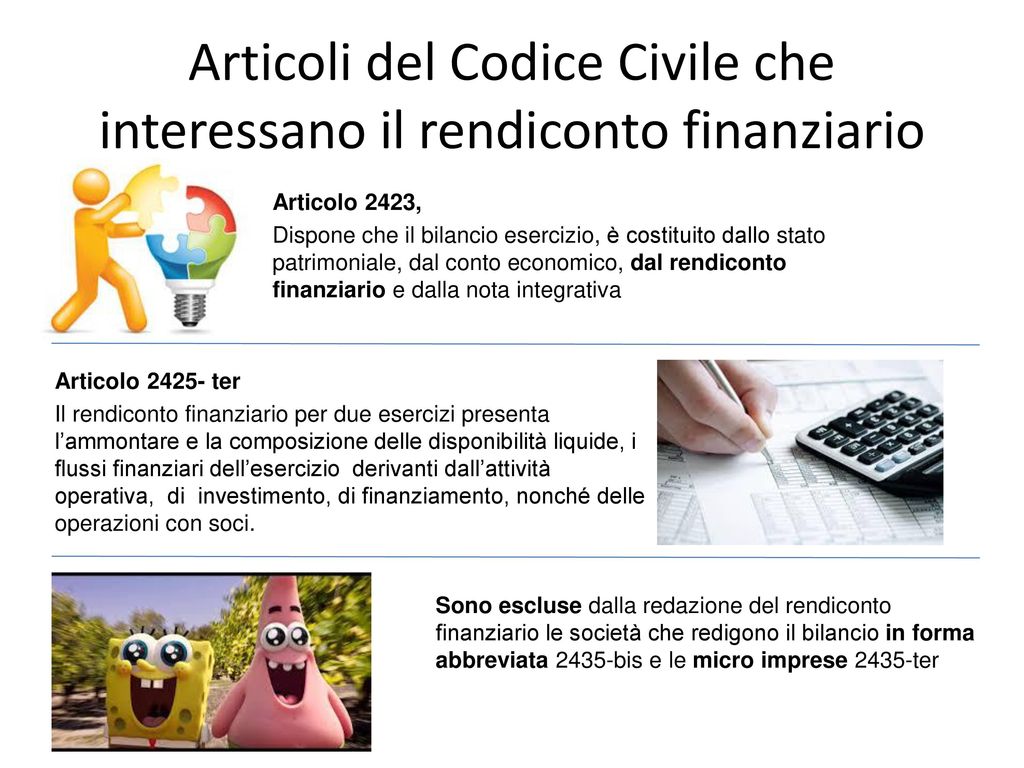 Articoli del Codice Civile che interessano il rendiconto finanziario