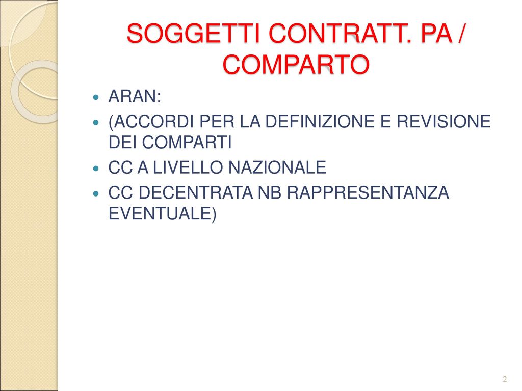 SOGGETTI CONTRATT. PA / COMPARTO
