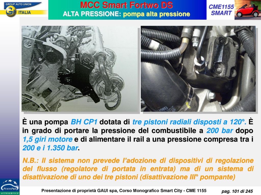 MCC Smart Fortwo DS ALTA PRESSIONE: pompa alta pressione