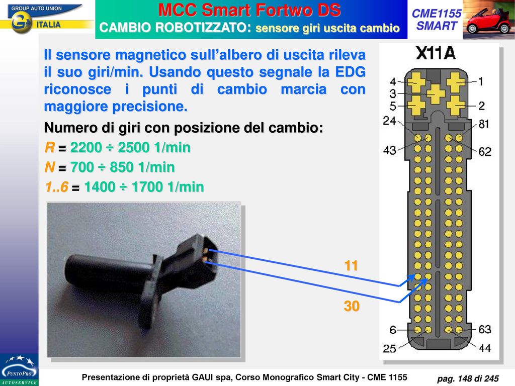 MCC Smart Fortwo DS CAMBIO ROBOTIZZATO: sensore giri uscita cambio