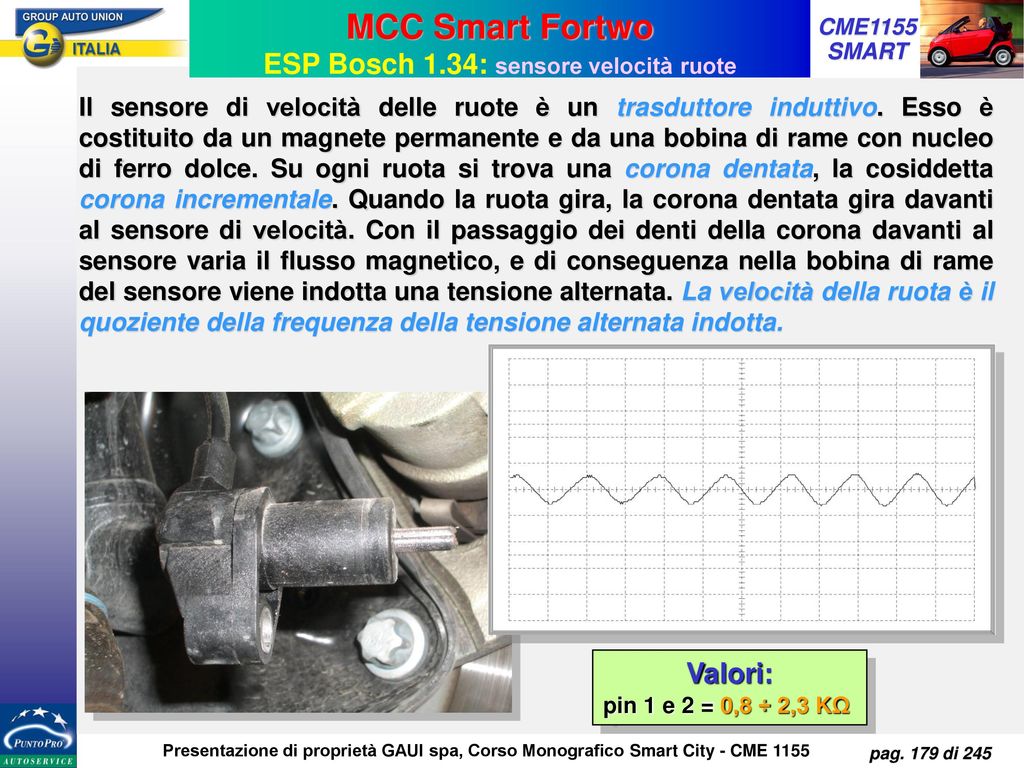 MCC Smart Fortwo ESP Bosch 1.34: sensore velocità ruote