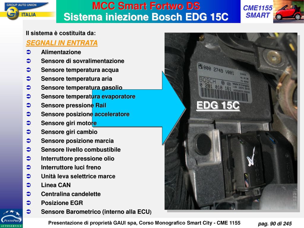 MCC Smart Fortwo DS Sistema iniezione Bosch EDG 15C