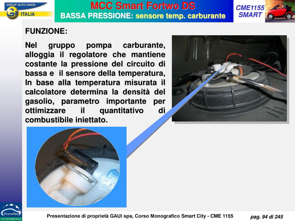 MCC Smart Fortwo DS BASSA PRESSIONE: sensore temp. carburante