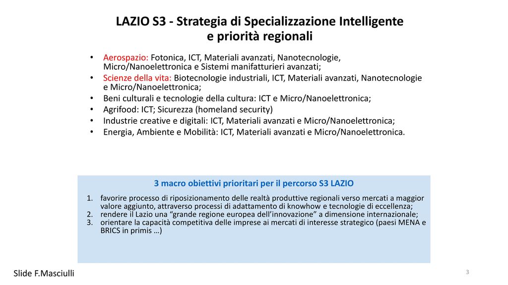 LAZIO S3 - Strategia di Specializzazione Intelligente