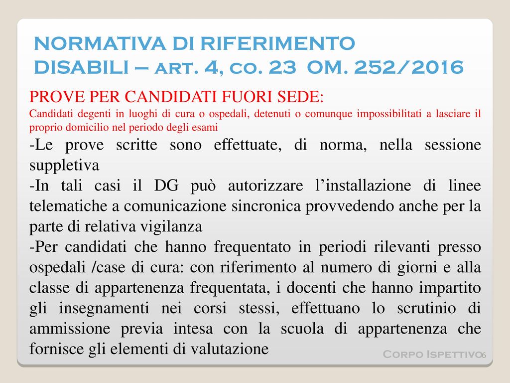 NORMATIVA DI RIFERIMENTO DISABILI – art. 4, co. 23 OM. 252/2016