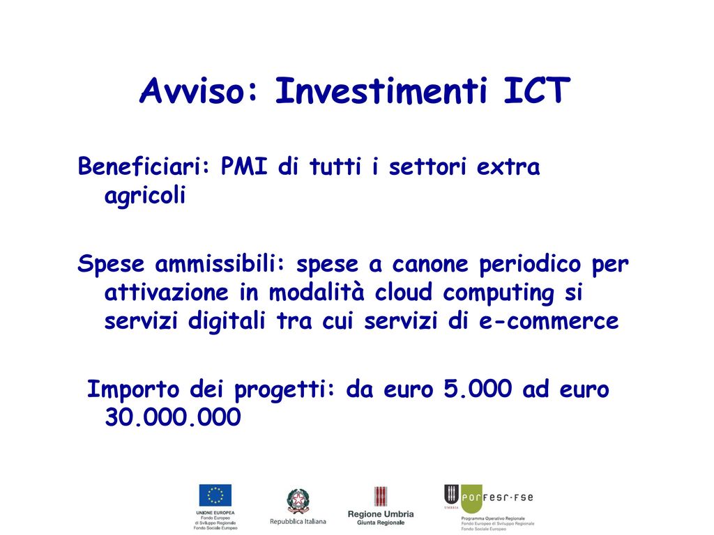 Avviso: Investimenti ICT