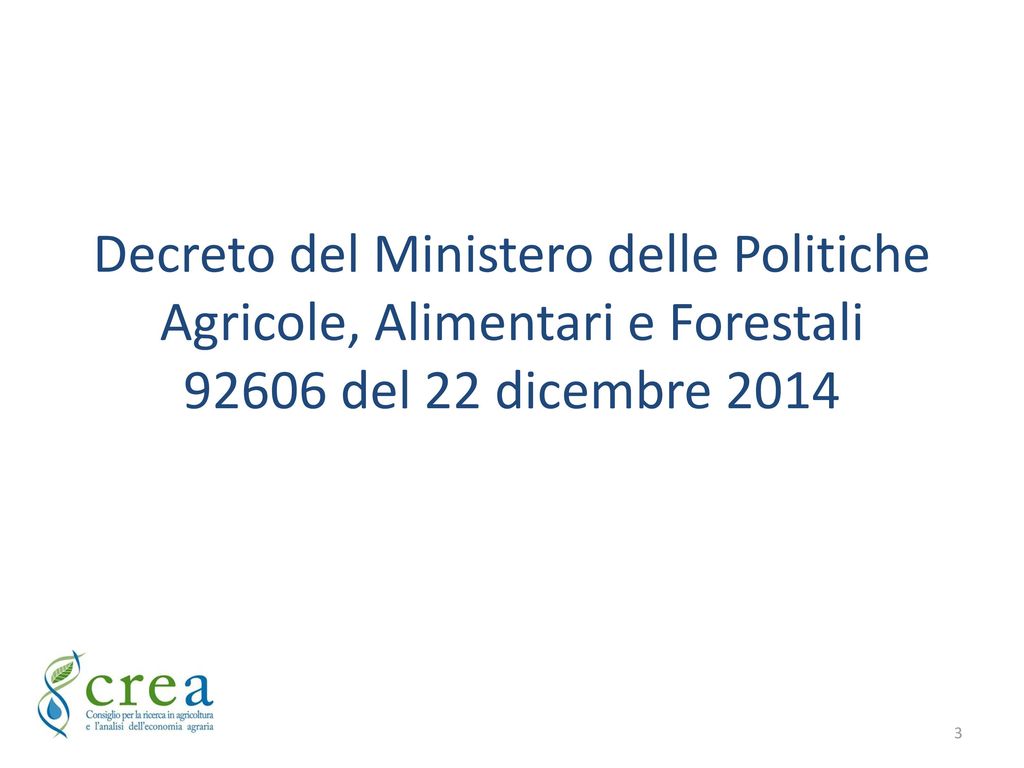 Decreto del Ministero delle Politiche Agricole, Alimentari e Forestali del 22 dicembre 2014