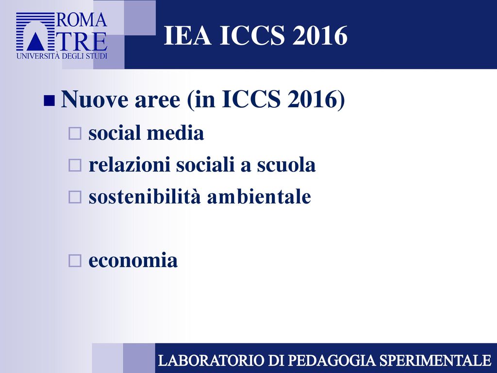 IEA ICCS 2016 Nuove aree (in ICCS 2016) social media