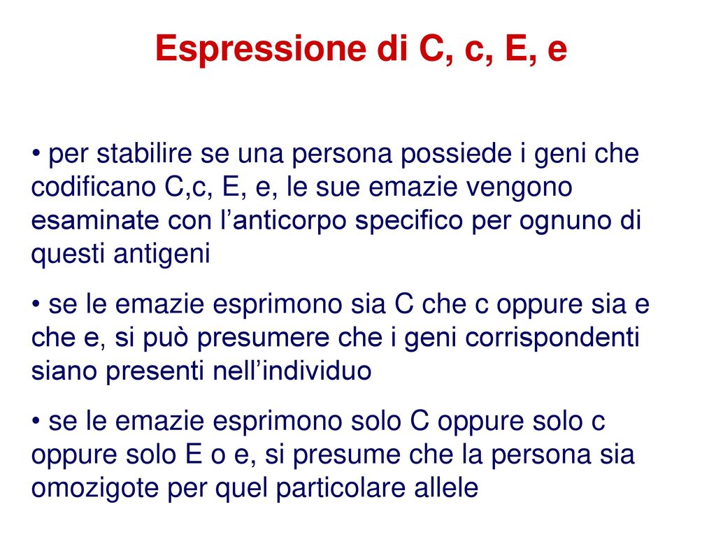 Espressione di C, c, E, e
