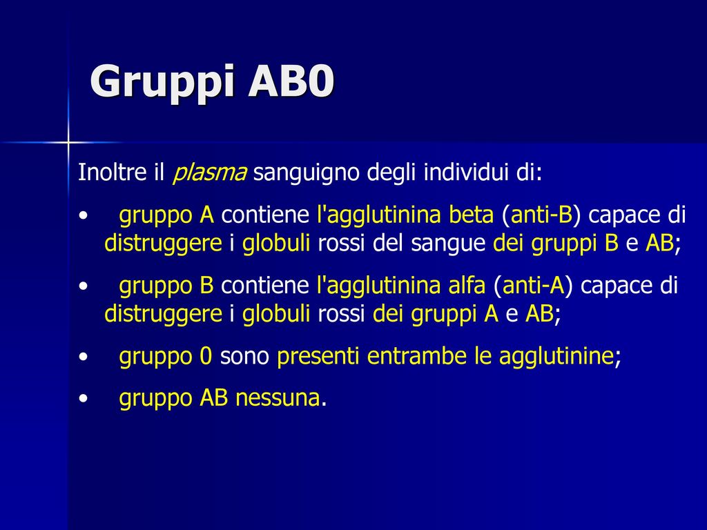 Gruppi AB0 Inoltre il plasma sanguigno degli individui di: