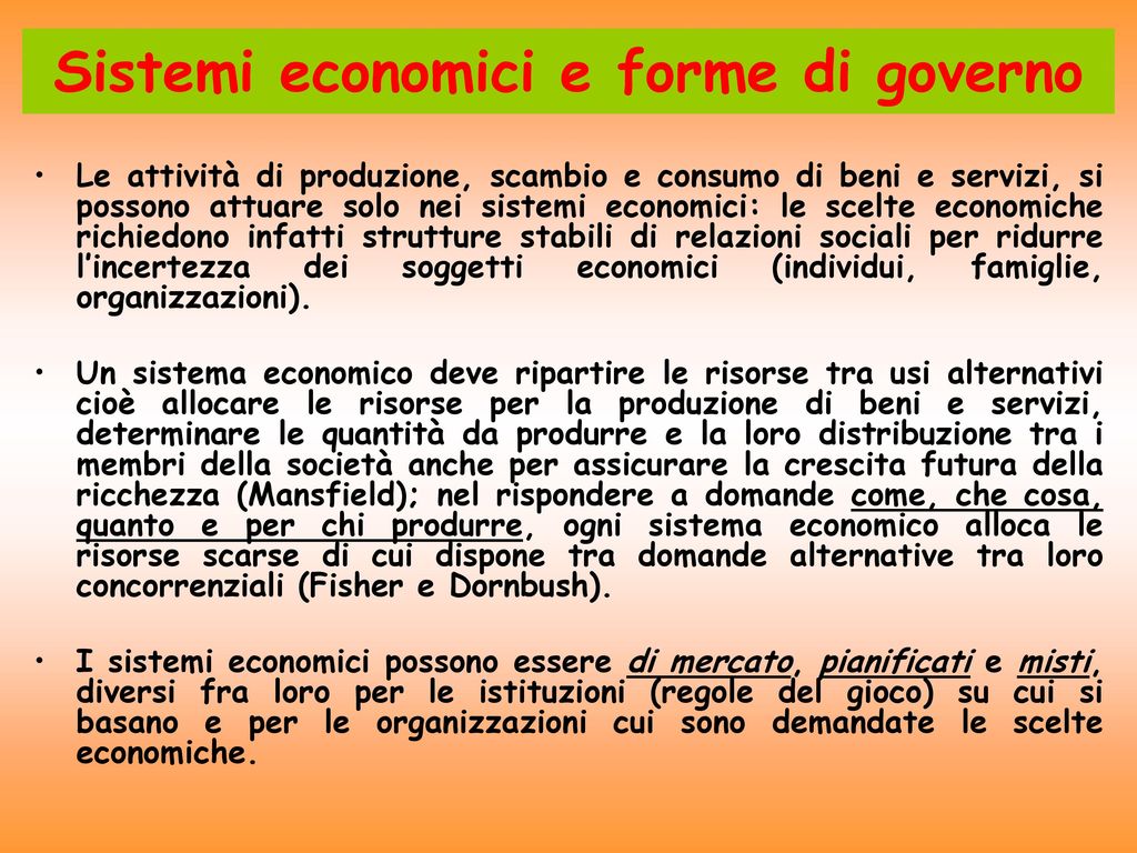 Sistemi economici e forme di governo