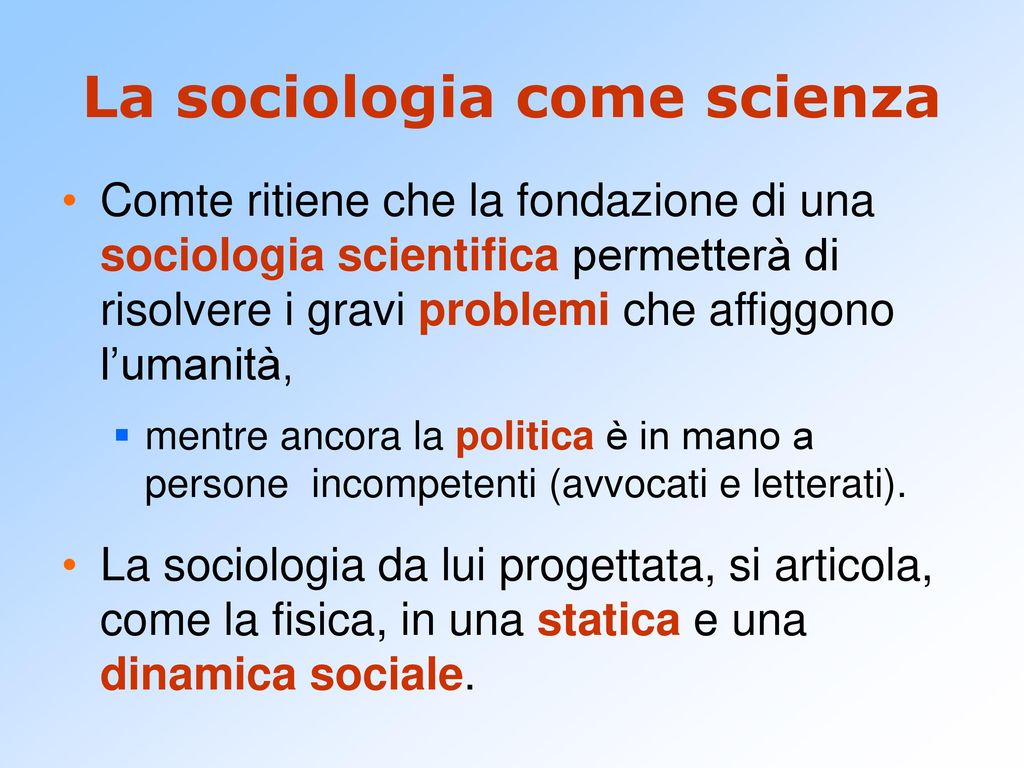 La sociologia come scienza